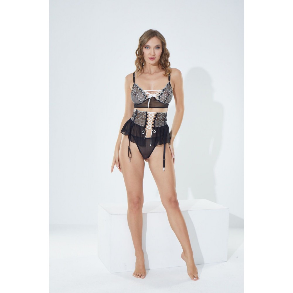 Nuitamore Önden Bağlamalı Babydoll Jartiyer Kemerli Takım .