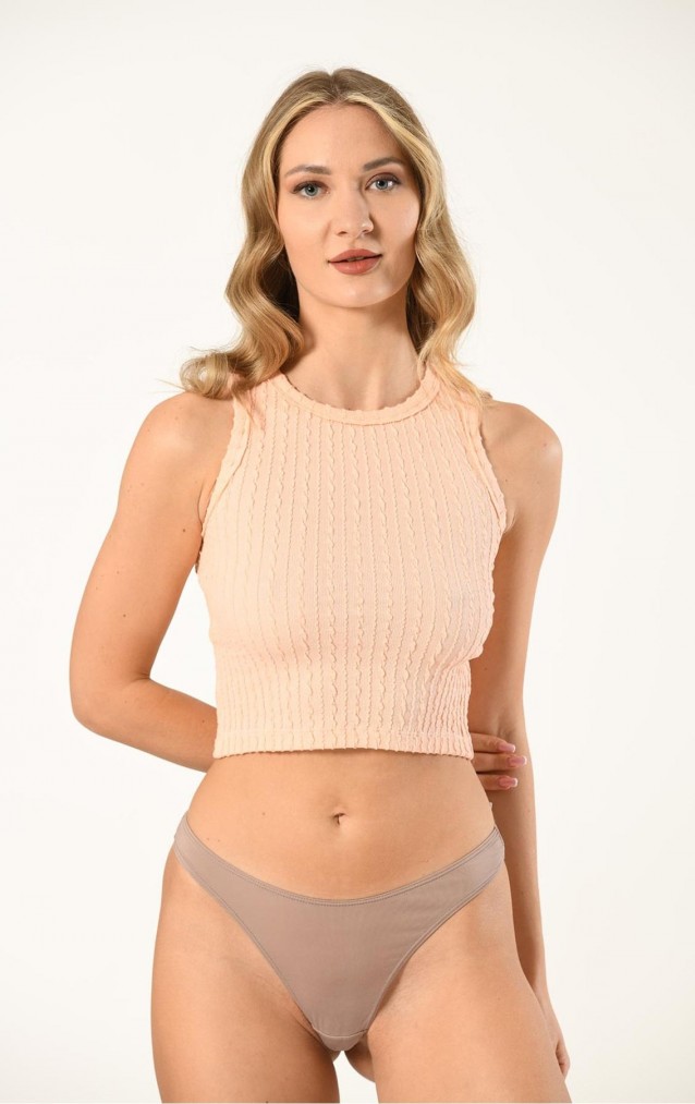 Nuitamore Halter Yaka Örgü Detaylı Crop