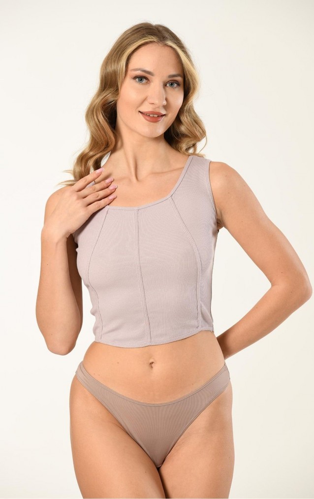 Biye Detaylı Kaşkorse Crop  - Esnek ve Şık