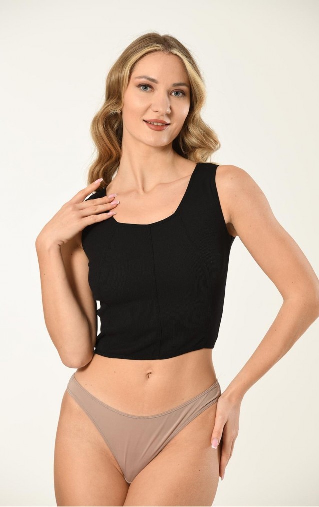 Biye Detaylı Kaşkorse Crop  - Esnek ve Şık