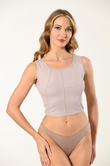 Biye Detaylı Kaşkorse Crop  - Esnek ve Şık