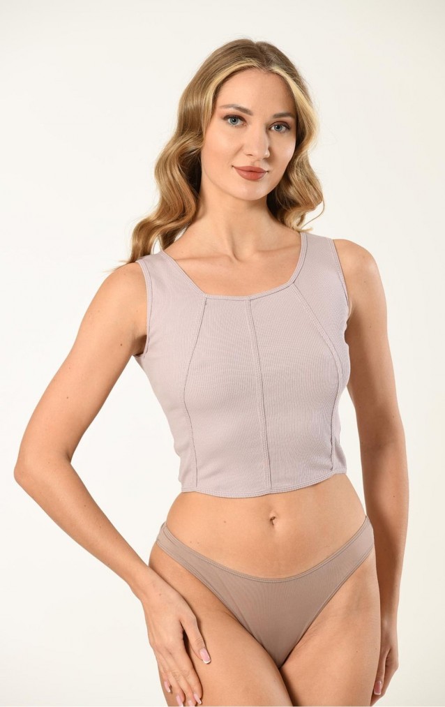 Biye Detaylı Kaşkorse Crop  - Esnek ve Şık