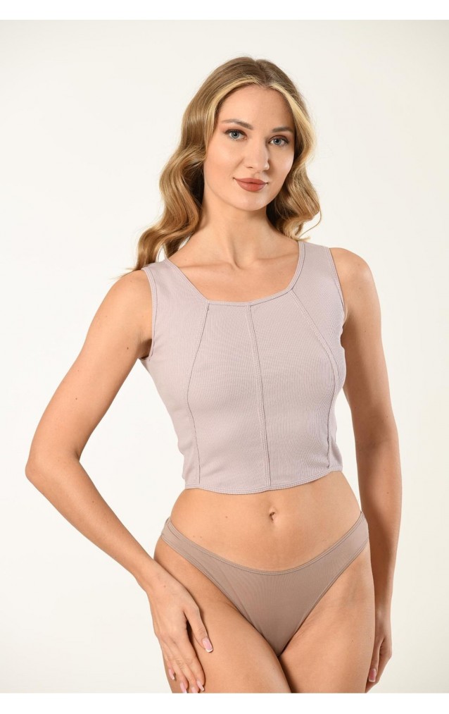 Biye Detaylı Kaşkorse Crop  - Esnek ve Şık
