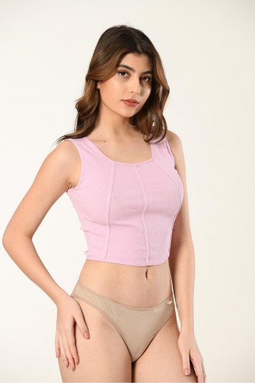 Biye Detaylı Kaşkorse Crop  - Esnek ve Şık