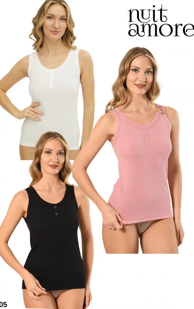 Nuitamore Kaşkorse Kadın Düğme Detaylı Atlet – 3’lü Set