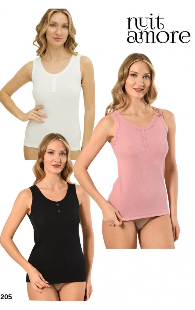 Nuitamore Kaşkorse Kadın Düğme Detaylı Atlet – 3’lü Set