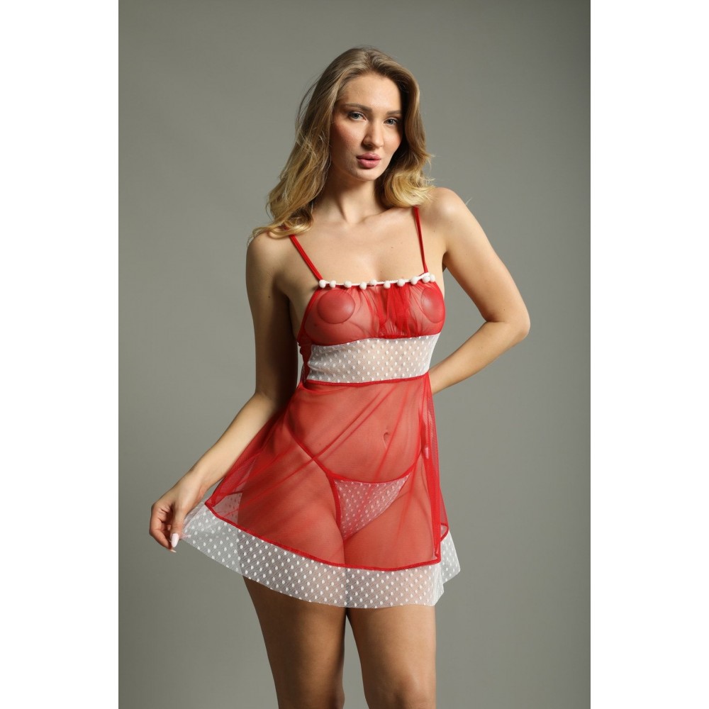Yılbaşı Özel Kırmızı-beyaz Babydoll