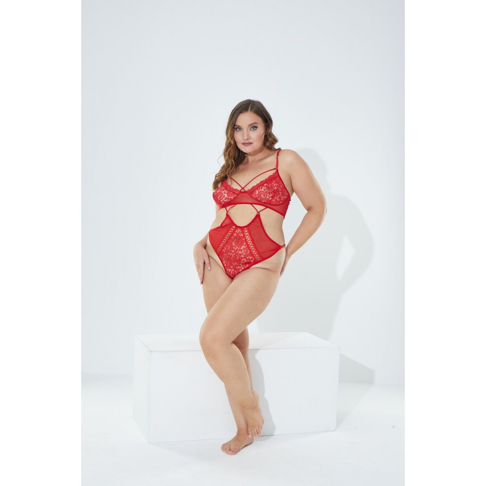 Nuitamore Büyük Beden (Big Size) Kırmızı Lez-Tül Bodysuit.