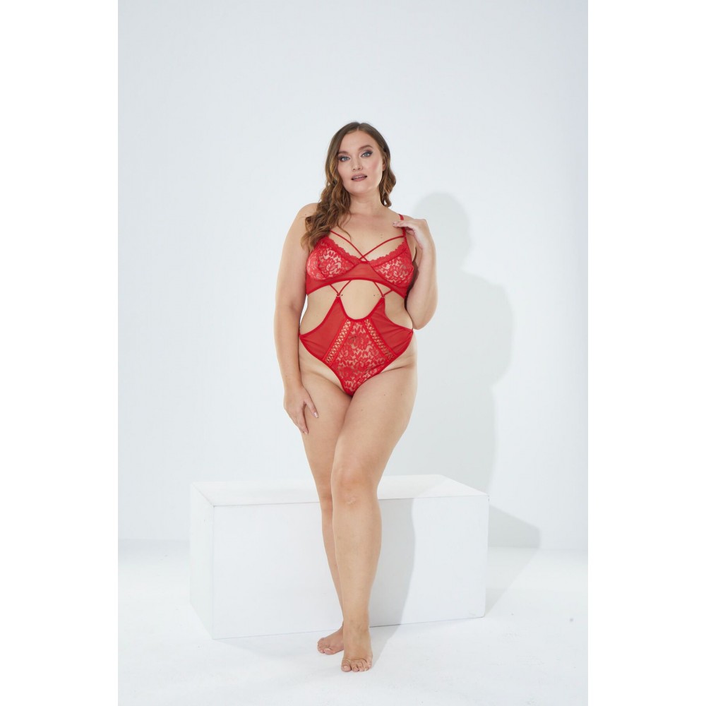Nuitamore Büyük Beden (Big Size) Kırmızı Lez-Tül Bodysuit.