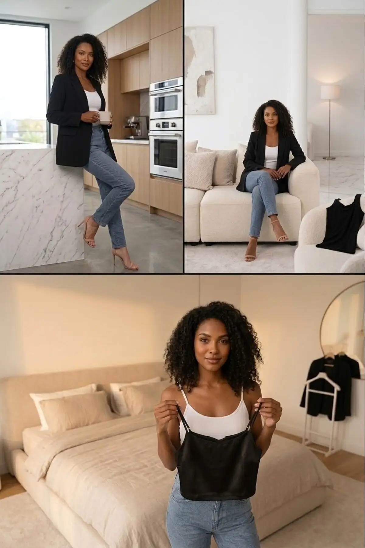 Nuitamore Siyah ve Beyaz İkili Set – İp Askılı Crop Top Astarlı Büstiyer Bluz — detay